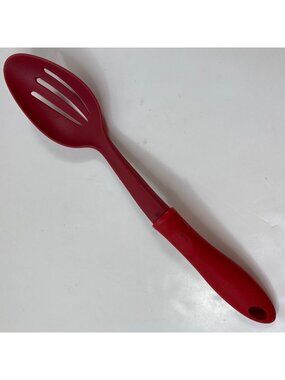 Red Slotted Spoon Cooking Serving Heat-Resistant Lightweight Durable Handle
